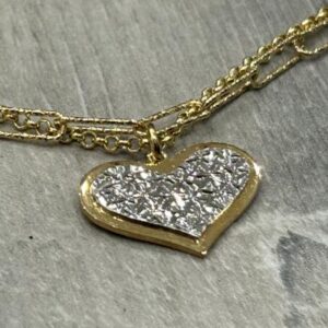 Bracciale Argento 925 Gold con cuore Diamantato